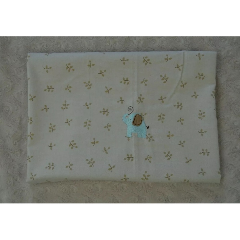 Child of Mine by Carter's Elephant Baby Blanket Flannel Receiving Blue Tan Leaf
